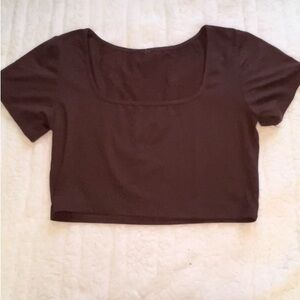 brown square neck crop top size medium like new